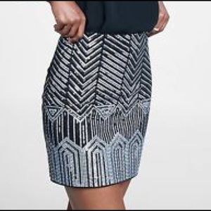 NEW Express Silver Sequin Skirt